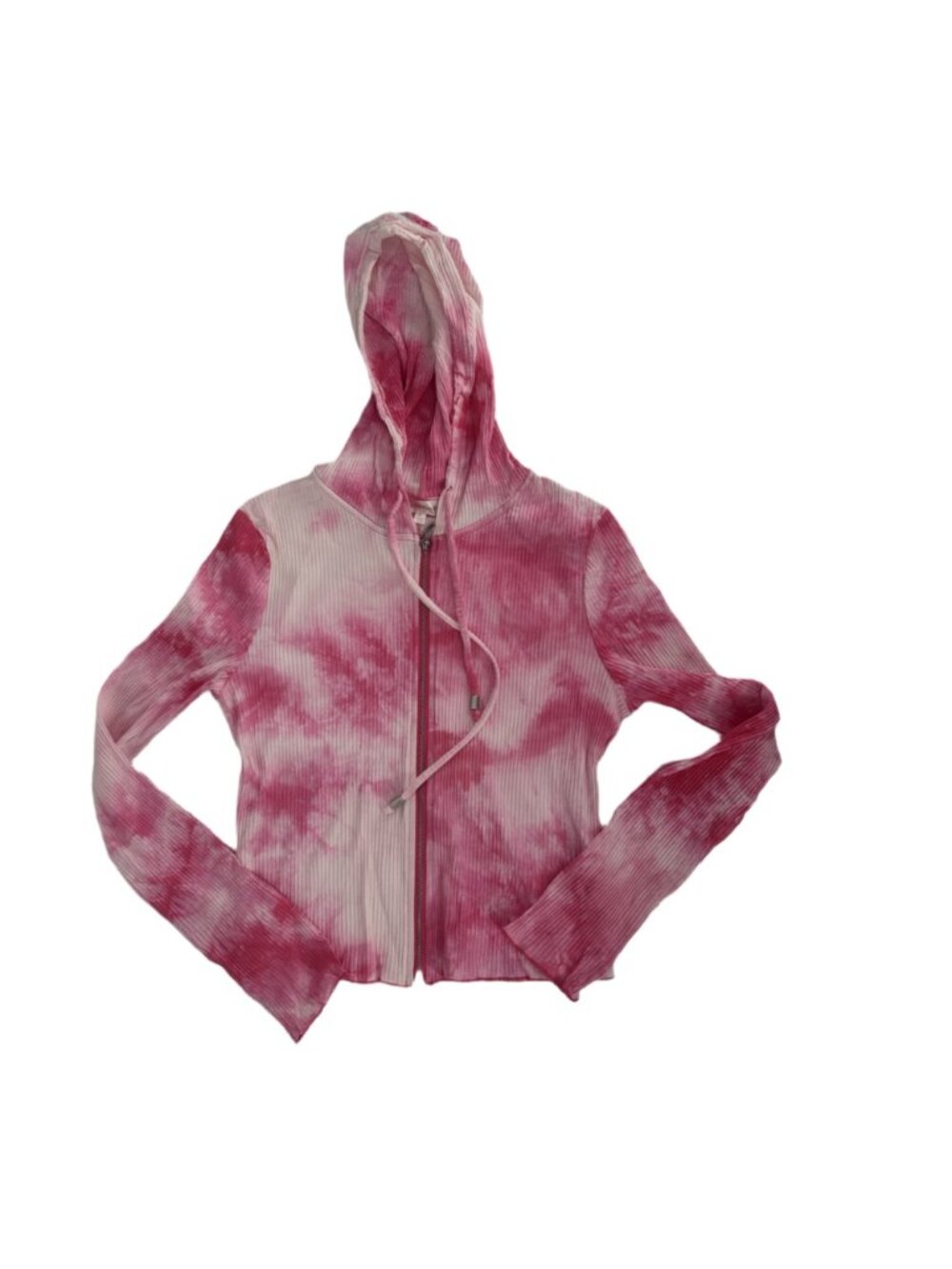 3 Piece Tie Dye Lounge Set Large Pink Ribbed Cami Top + Flare Pants + Hoodie Y2K - Picture 4 of 11